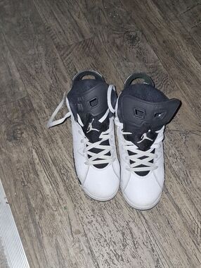 Jordan White and Black High-Top Basketball Sneakers